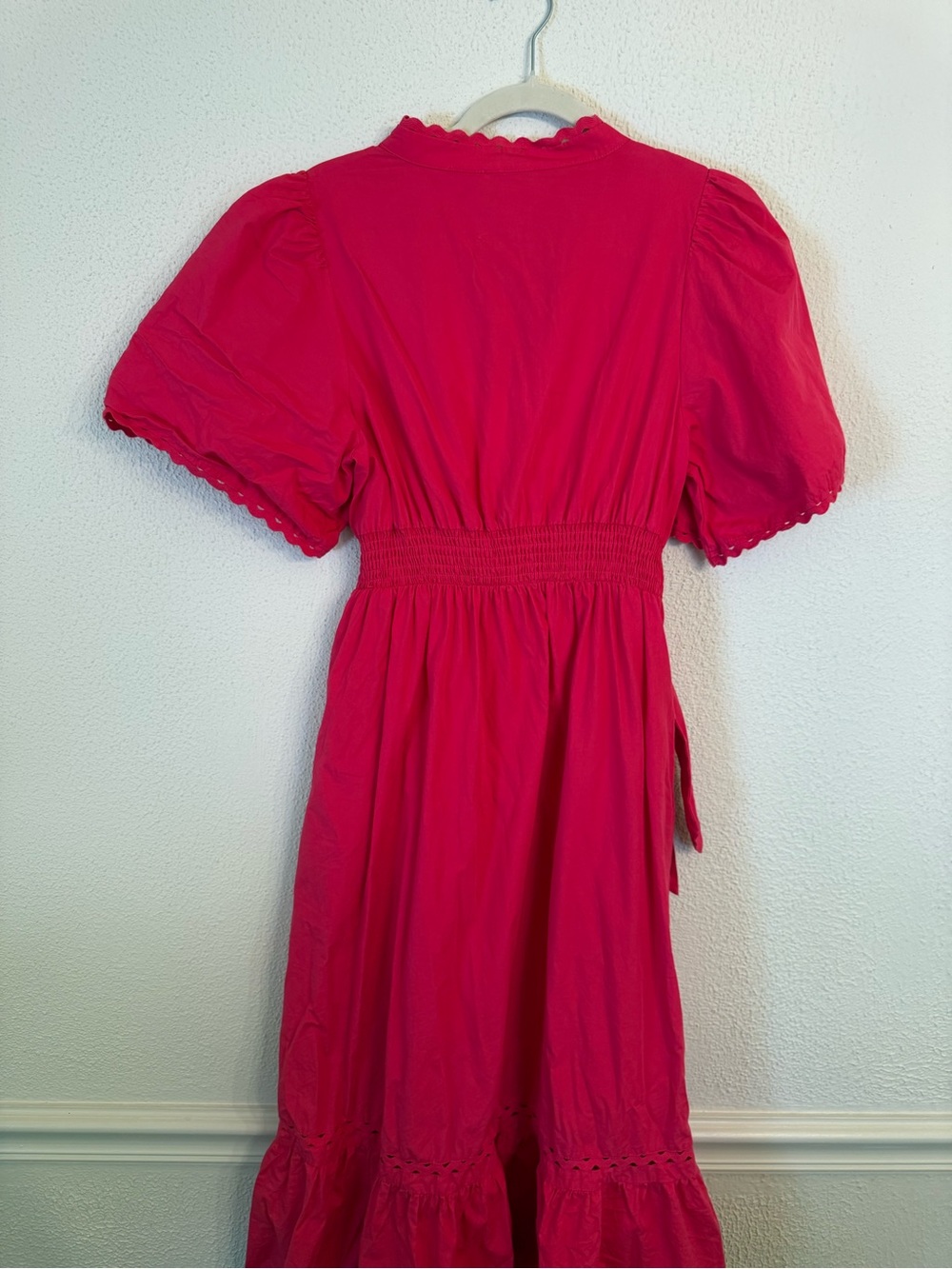 Sugarlips Vibrant Pink Eyelet-Trim Midi Dress Camden Poplin Midi Dress - Picture 9 of 9